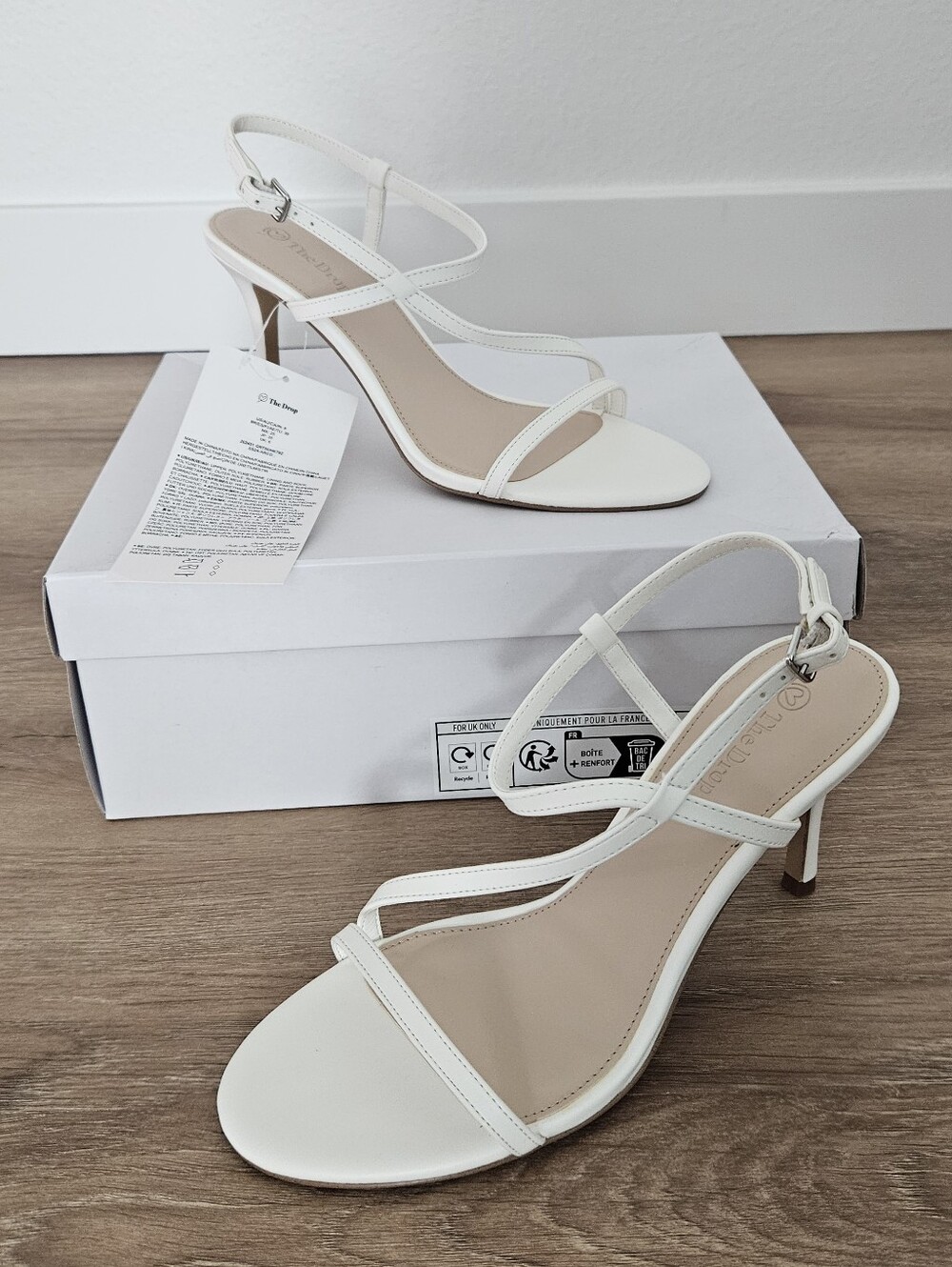 The Drop Arco White Strappy High Heel Sandals Size 8